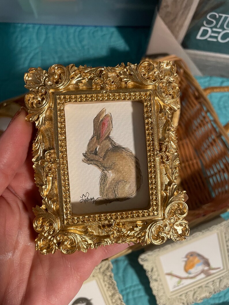 Woodland Animal Collection, Miniature Framed Art, Framed Gold Ornate Wall Art Painting, Fox Gift