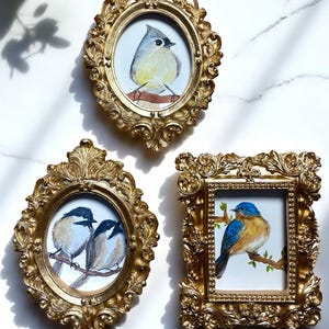 Chickadee Watercolor Print: Mini Framed Bird Art, Vintage Style