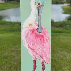 Spoonbill painting, Roseate Spoonbill, custom made art, Wading birds, large Spoonbill, pink flamingo, bird artist, bird lovers, Egret art