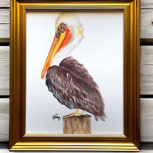 Pelican Watercolor Print: Coastal Nautical Wall Art