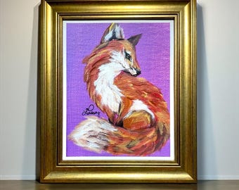 Lámina Giclée de Zorro Fantasioso: Decoración Morada, Opción de Marco Dorado