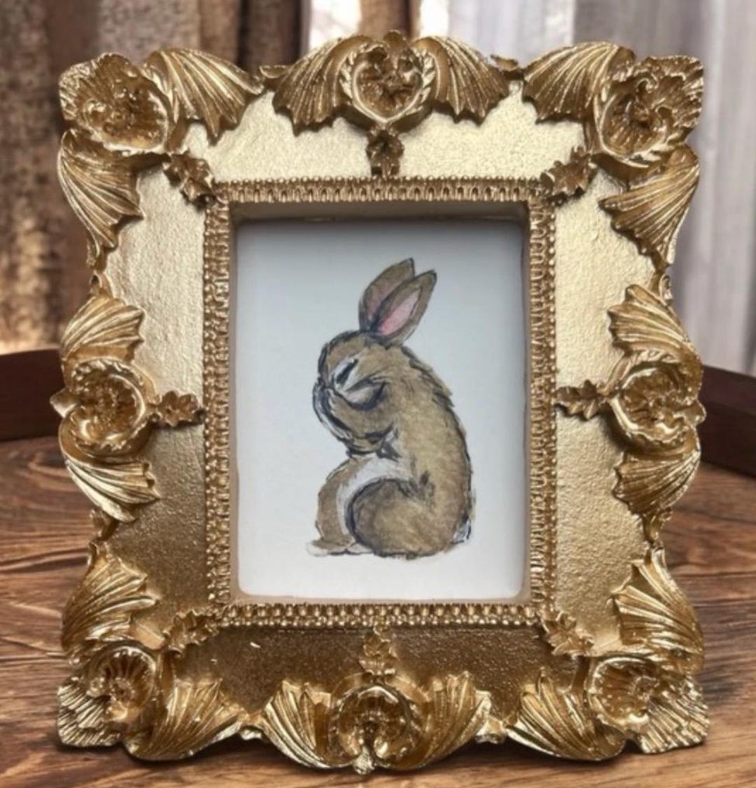 Bunny Rabbit Mini Watercolor Print, Mini Framed, Rabbit Watercolor ...