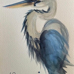 Great Blue Heron print, Giclee print, Fine Art, bird, vintage style print, watercolor painting, egret, bird lover, unique gift, hand painted