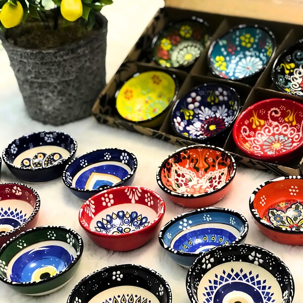 Wedding Bowl Tile Favors for Guests in Bulk, Handmade Mini Turkish Bowl Favors, Mini Ceramic Tiles, Henna Favors, Return gifts, turkish bowl