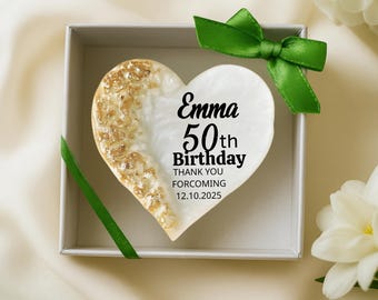 Personalized Heart Magnet Favor, Milestone Birthday Keepsake