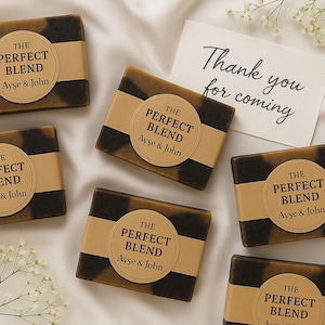 Saponette da sposa al caffè - Il regalo perfetto per gli ospiti, miscela di caffè espresso, saponetta rustica lavorata a freddo con etichetta personalizzata per addio al nubilato autunnali