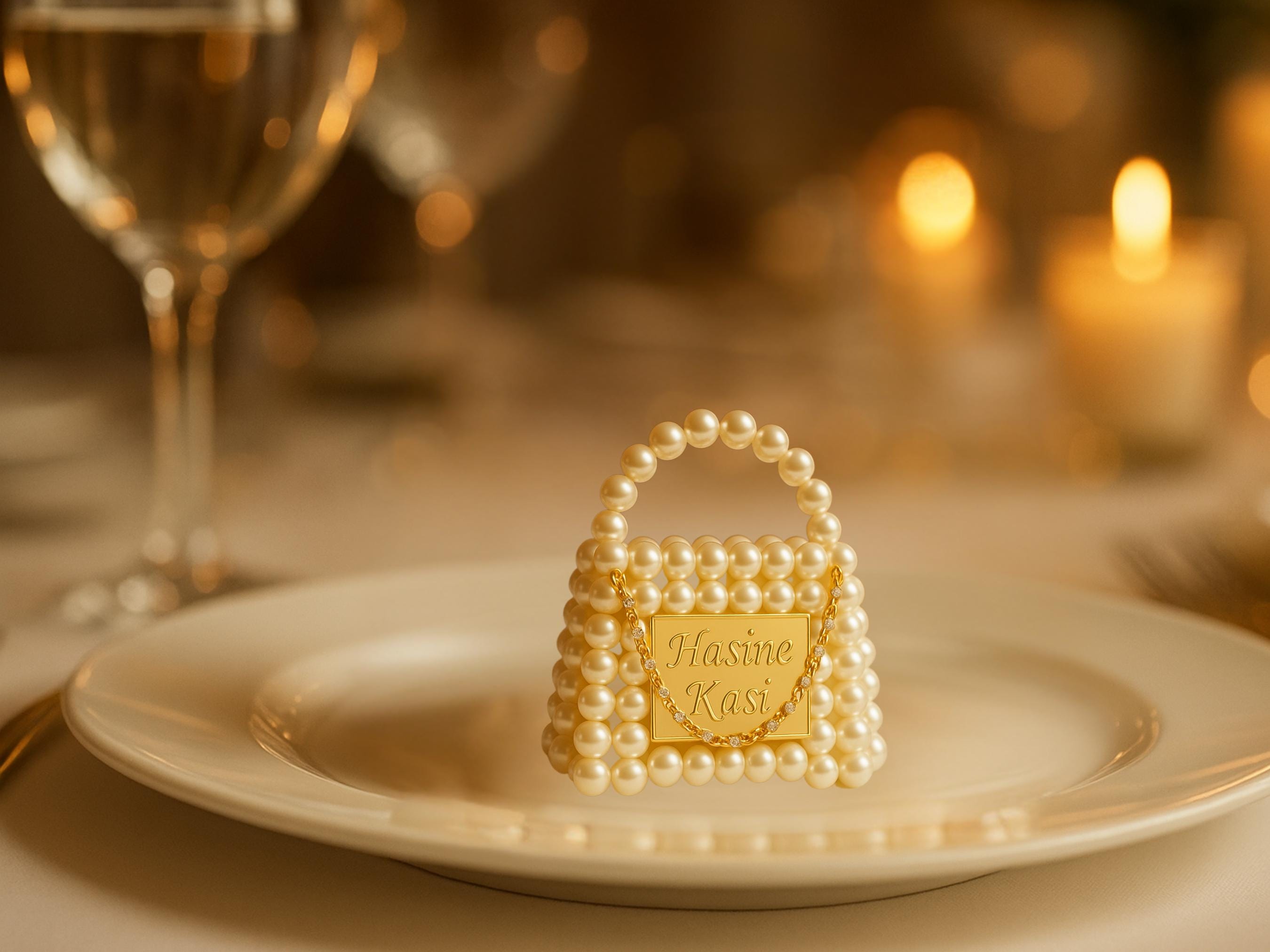 Mini Pearl Beaded Bag Keychain – Personalized Wedding Favor for Guests, Bridal Shower Gift, Custom Purse Charm for Elegant Events