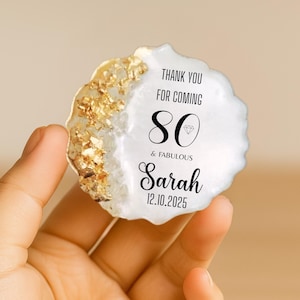 Custom Adult Birthday Party Favors, Milestone Resin Epoxy Magnet Gift, 30th 40th 50th 60th 70th 80th 90th 100th Birthday Keepsake for Guests
