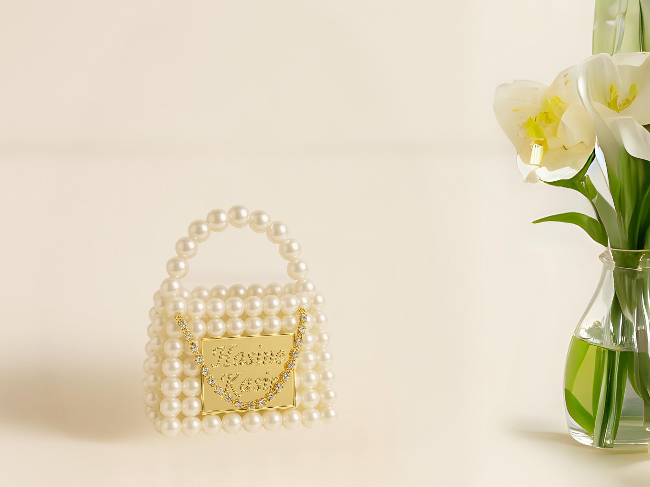Mini Pearl Beaded Bag Keychain – Personalized Wedding Favor for Guests, Bridal Shower Gift, Custom Purse Charm for Elegant Events