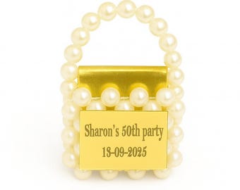 Chaveiro personalizado em formato de mini saquinho de pérolas – Lembrancinha de casamento com chocolate