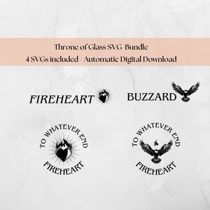 Thron aus Glas Aelin Rowan Feuerherz SVG Bundle. Zu was auch immer Ende Feuerherz, Sarah J Maas SVG, TOG Designs