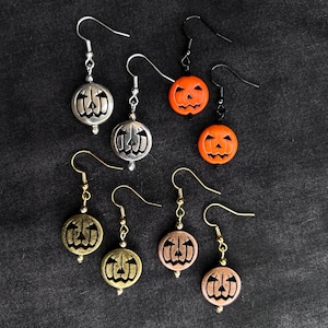 Pumpkin Earrings | Metal Pumpkin Earrings | Glass Pumpkin Earrings | Halloween Earrings