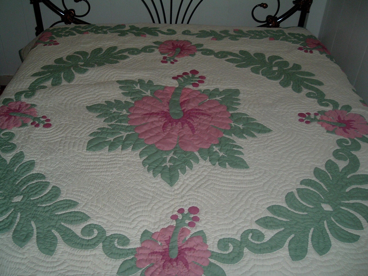 Hawaiian Quilt Bedspread King Size 110x105 W/2 Pillow Shams Etsy