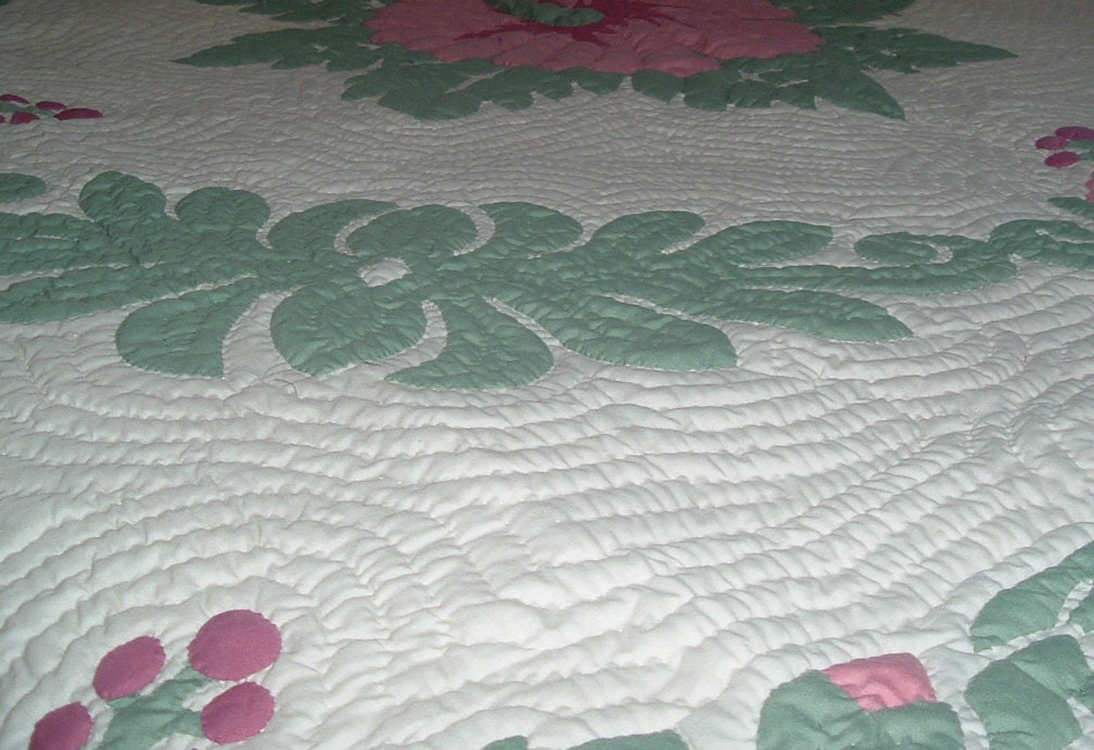 Hawaiian Quilt Bedspread King Size 110x105 W/2 Pillow Shams Etsy