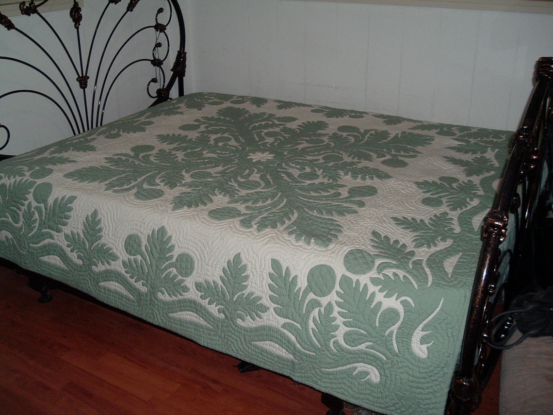 Hawaiian Quilt Bedspread King Size 110x105 W/2 Pillow Shams Etsy
