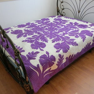 Hawaiian Quilts 100% Hand Quilted/Hand Appliqued Full/Queen Bedspread 80x80 Hibiscus Design
