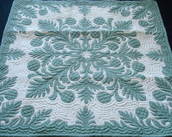 Hawaiian Quilts, Wall Hanging, Baby Crib Blanket, Hand Quilted and Hand Appliqued 42&quot;x42&quot;