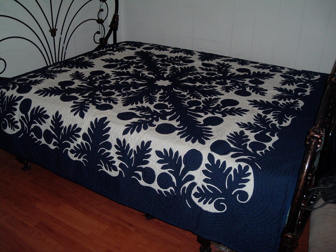 Hawaiian Quilt Bedspread King Size 110x105 W/2 Pillow Shams Etsy