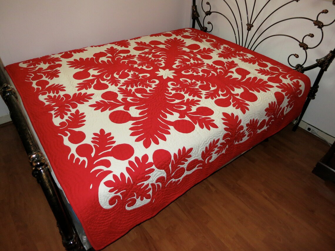 Hawaiian Quilt Bedspread King Size 110x105 W/2 Pillow Shams Etsy