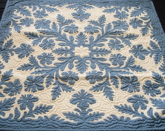Hawaiian Quilts, Wall Hanging, Baby Crib Blanket, Hand Quilted and Hand Appliqued 42&quot;x42&quot;