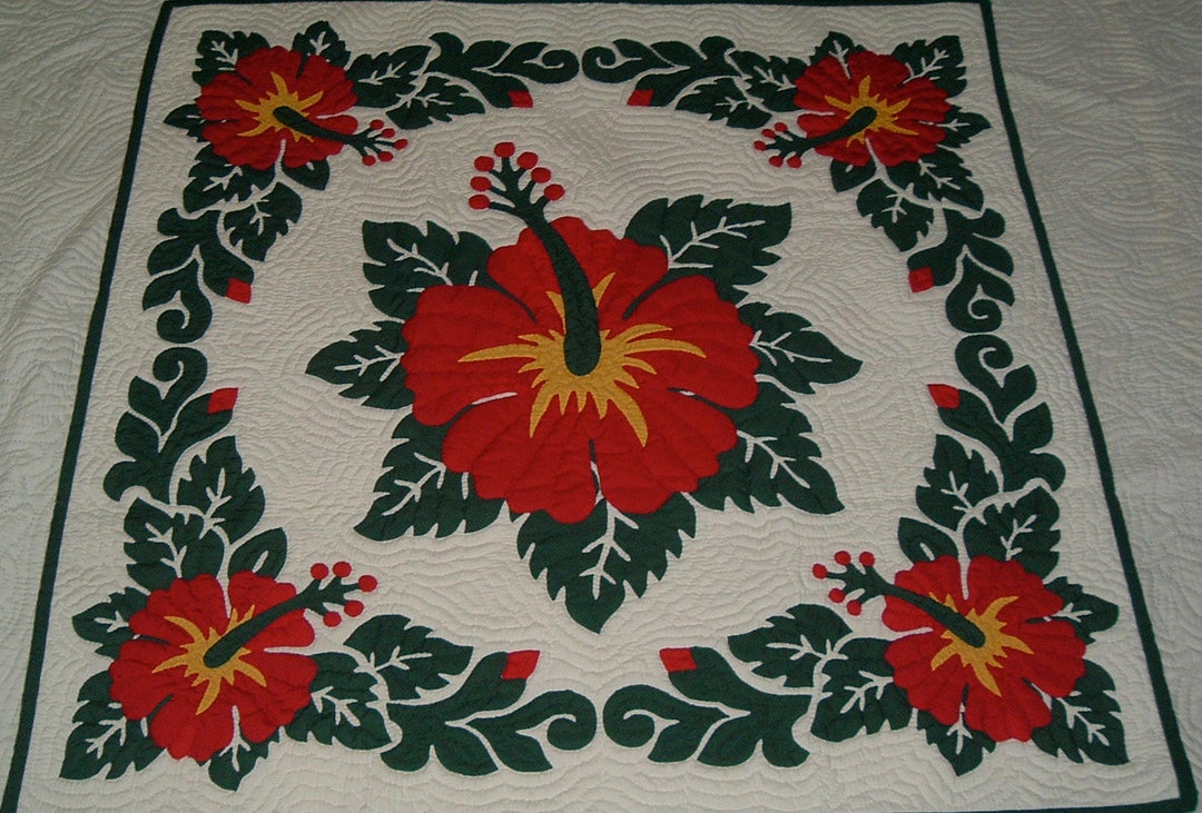 Hawaiian Quilts Wall Hanging Baby Blanket 100 Hand Etsy