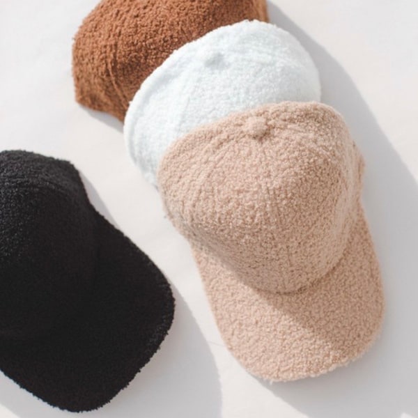 Handmade Boucle Baseball Hat Cap ~ Teddy ~ Furry ~ Sherpa