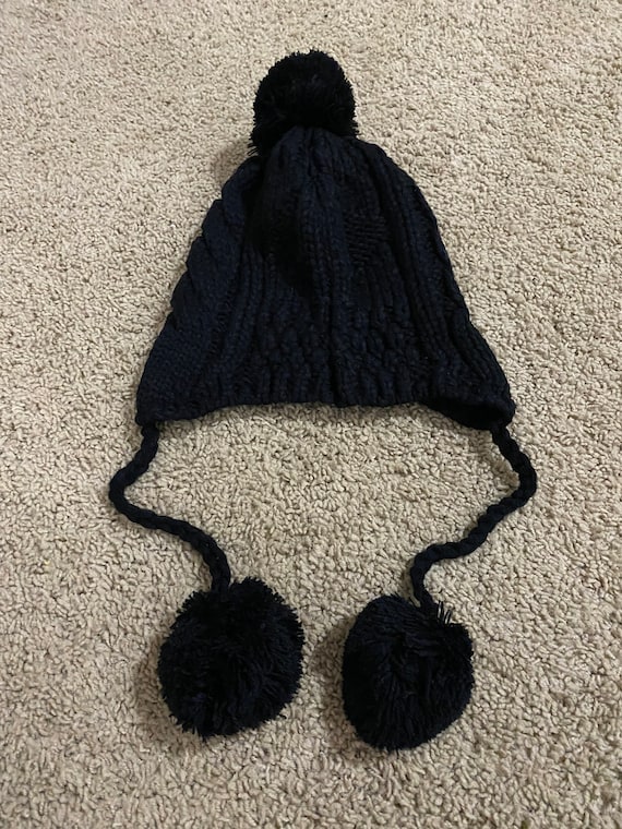 Handmade Knitted Beanie Ski Hat, Pom Pom One Size Handmade Gray Pom Pom Chenille Beanie One Size Skull Cap Ski  main image 3