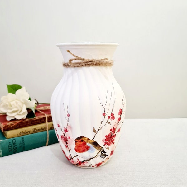 Robin Glass Vase Gift, When Robins Appear Vase, Wildlife Bird Lovers Gift, In Loving Memory Remembrance Vase, New Home Housewarming Gift