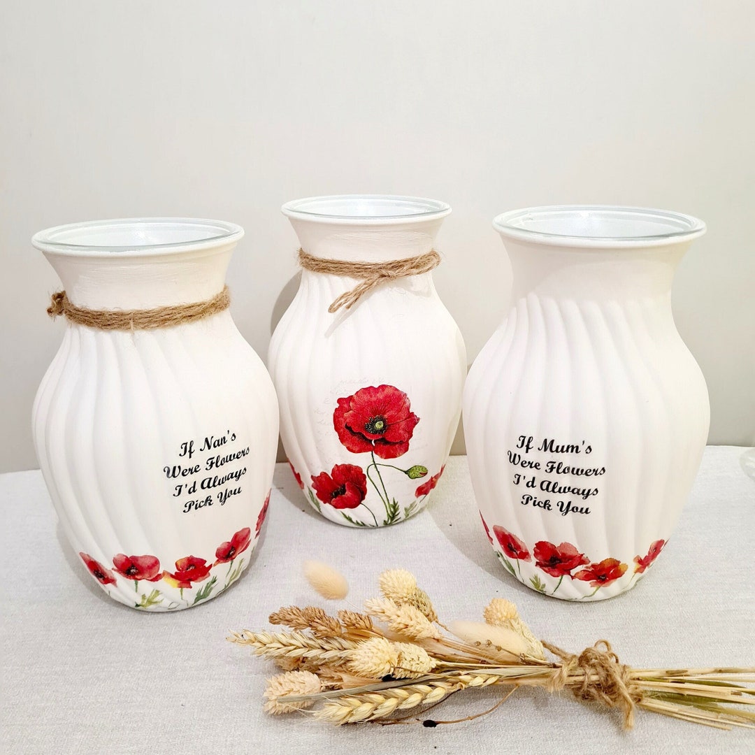 Mother's Day Mum Nan Vase, If Mums Nans Were Flowers Vase, Floral Red