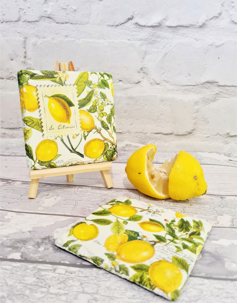 Fresh Lemons Set of 2 Slate Coasters Summer Lemons Coasters Etsy UK
