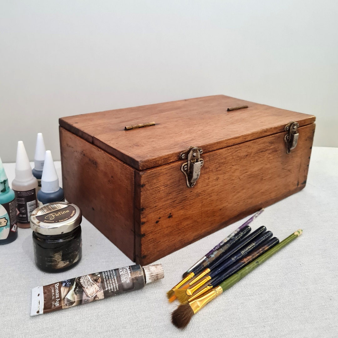 Vintage Wooden Artists Paint Box Rustic Old Box With Etsy