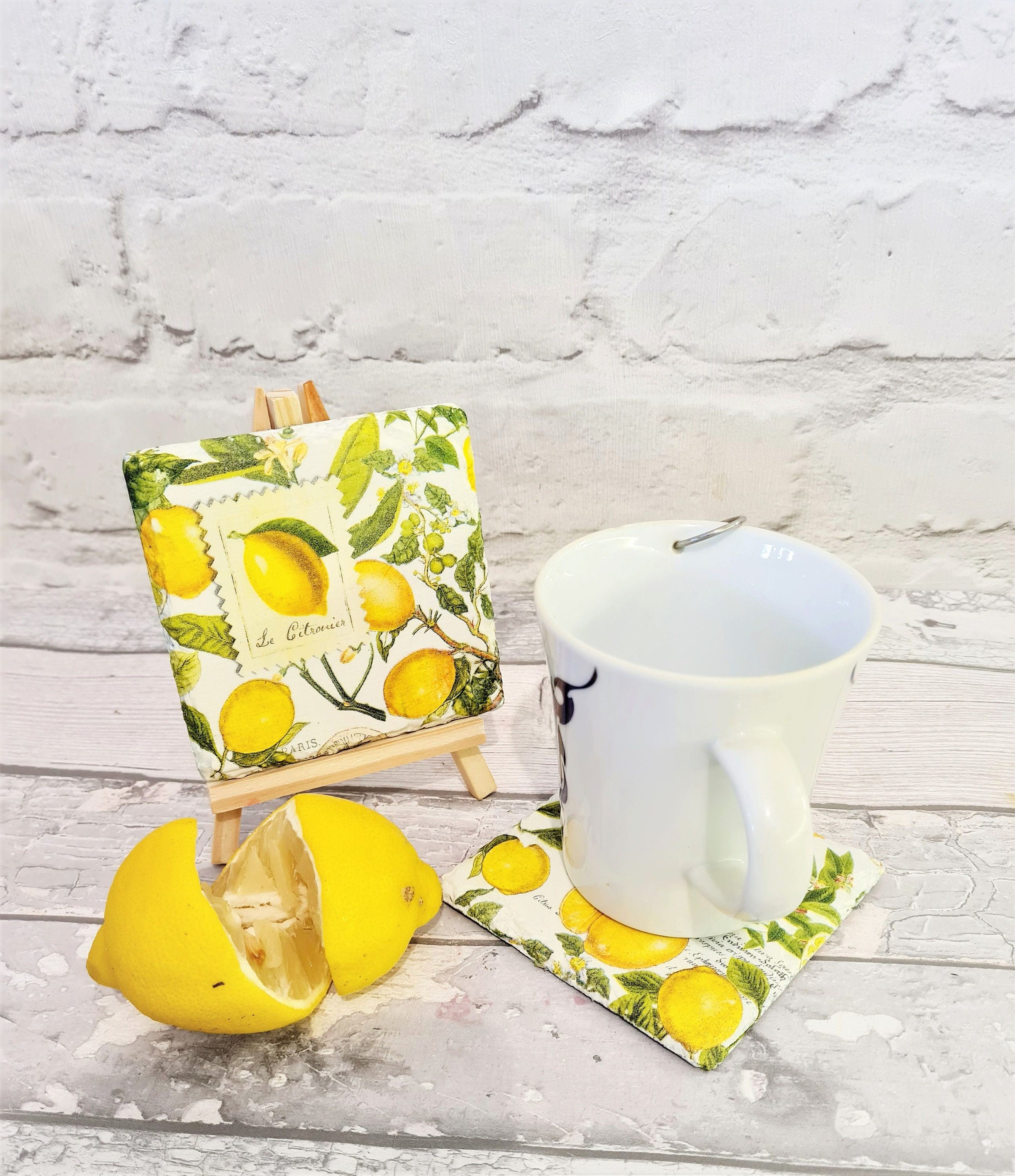 Fresh Lemons Set of 2 Slate Coasters Summer Lemons Coasters Etsy UK