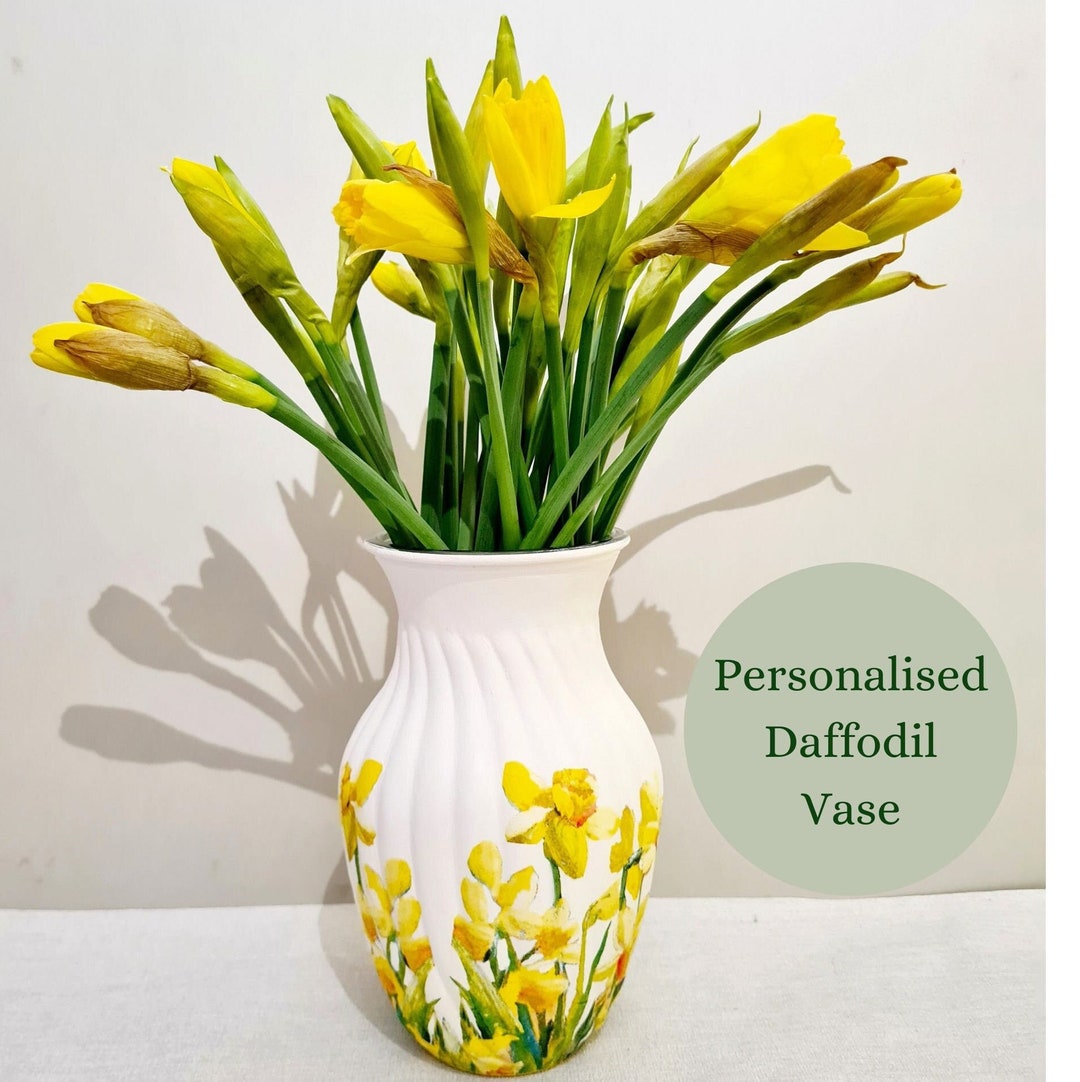 Personalised Spring Daffodils Vase, Floral Daffodil Gifts, Daffodils
