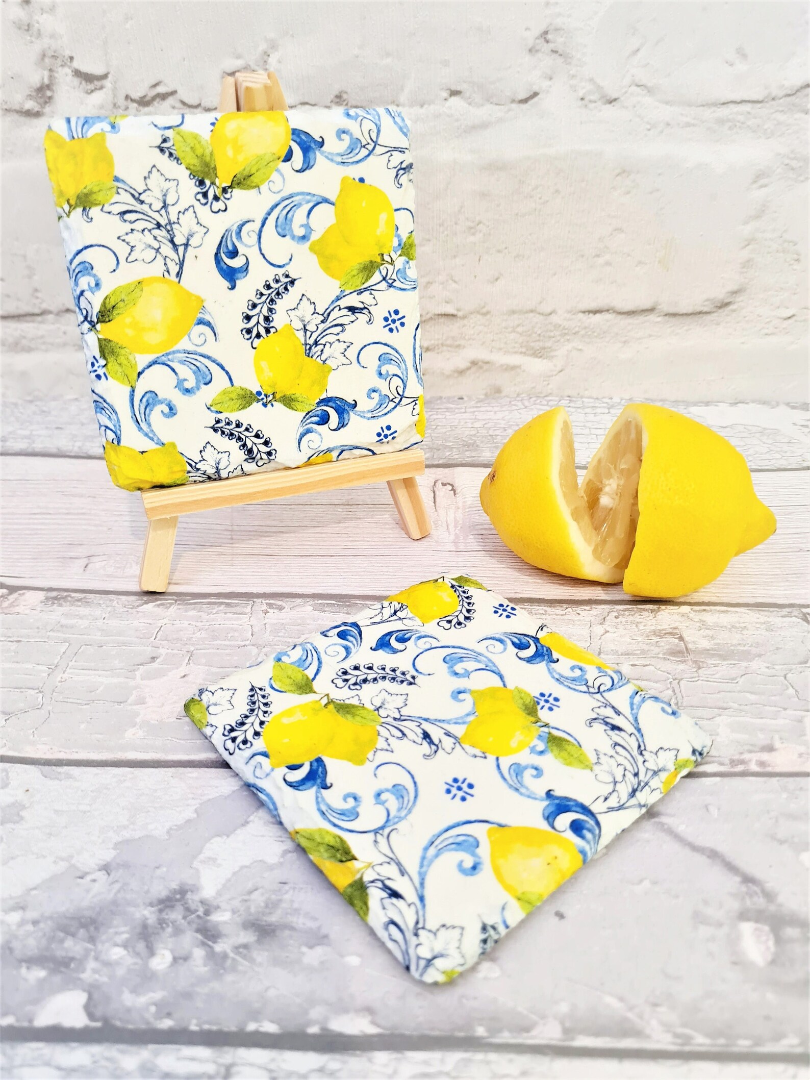 Fresh Lemons Set of 2 Slate Coasters Summer Lemons Coasters Etsy UK