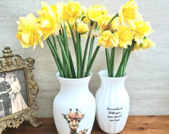 Personalised Giraffe Calf Vase, Safari Nursery Home Decor, Custom Personal Message Gift