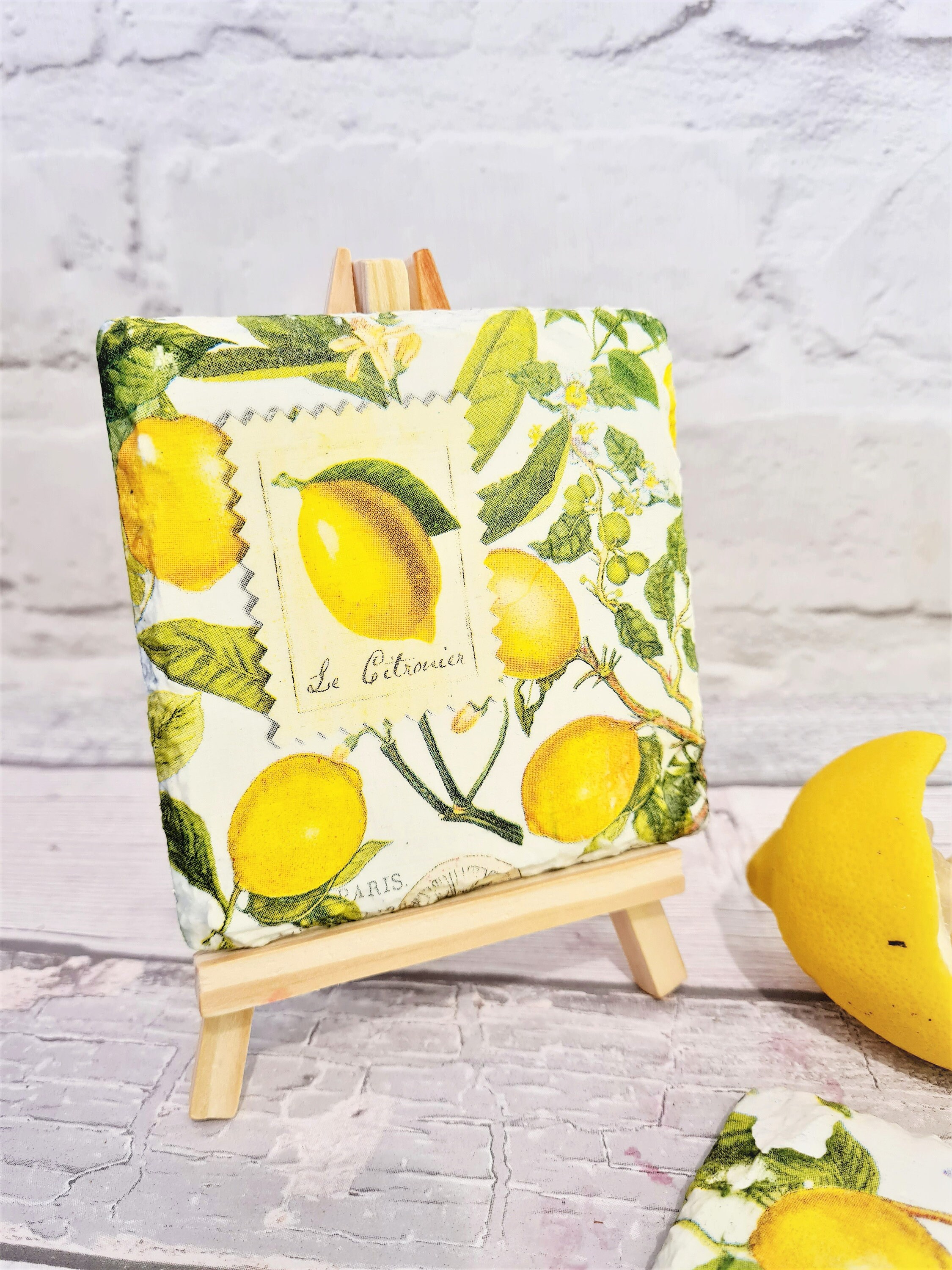 Fresh Lemons Set of 2 Slate Coasters Summer Lemons Coasters Etsy UK