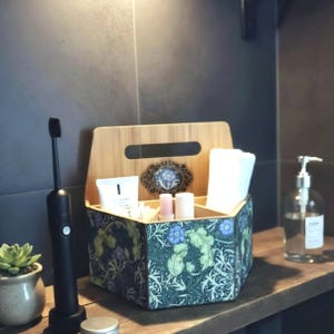 William Morris Bamboo Storage Organiser, Decoupage Floral Desk Storage, Bathroom Utensil Holder