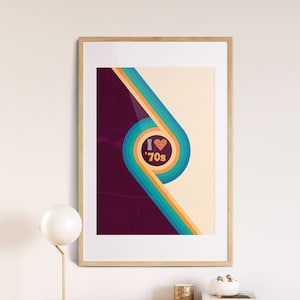 I Love 70s Wall Art, Hippie Print, Vintage Poster, Colorful Art, Psychedelic Art, 70s Decor, Retro Wall Art, 70s Rainbow Art