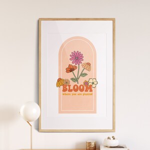 Bloom 70s Decor, 70s Floral Pattern Print, Retro 70s Decor, 70s Wall Art, Flower Child Art, Hippie Print, Vintage Poster, Colorful Art