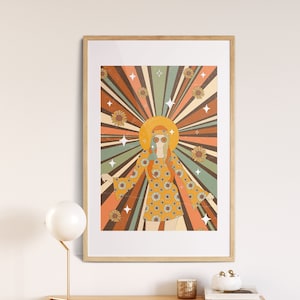 Hippie Girl Wall Art, 70s Floral Pattern Print, Retro 70s Home Decor, 60s Wall Art, Flower Child Art, Vintage Poster, Psychedelic Wall Art
