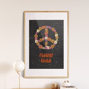 Flower Child Wall Art, Psychedelic Wall Art, Cosmic Art Print, Hippie 70s Home Decor, Retro Home Decor, 70s Wall Art, Vintage Poster