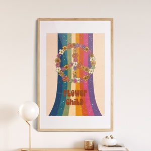 Flower Child Wall Art, Psychedelic Wall Art, 70s Floral Pattern Print, Hippie 70s Home Decor, Retro Home Decor, 70s Wall Art, Vintage Poster