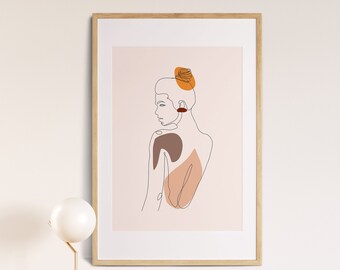Minimalist Line Drawing Art, Woman Body Wall Decor, Above Bed Wall Art, One Line Art Print, Abstract Drawing With One Line, Female Art Print