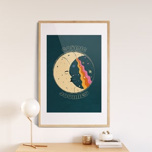 Art mural psychédélique, Impression d’art boho, Art mural des années 70, Impression des années 70, Décor Sun And Moon des années 70, Impression Art Nouveau, Affiche vintage, Cosmic Dreamer