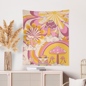 Sun and Moon Wall Tapestry 70s Retro Wall Hanging Vintage Wall Decor Trippy Hippie Art Decor Pscyhedelic Tapestry Cosmic Tapestry Etsy UK