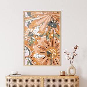 Hippie 70s Print, Vintage Poster, Colorful Wall Art, Psychedelic Art, 60s Wall Art, Retro Wall Decor, Flower Child Home Decor, 70s Wall Art