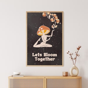 Póster de arte mural de los años 70, Decoración del hogar impresa retro, Impresión de arte psicodélico, Póster de flower child, Impresión de hongos, Arte de pared Groovy, Póster hippie