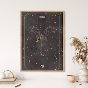 The Fool Tarot Wall Art, Tarot Card Print, The Fool Card Poster, Witchy Wall Art, Witchy Print, Dorm Poster, Zero Tarot Art