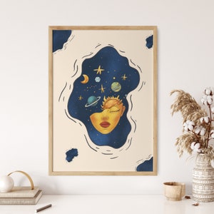 70s Art Poster, Hippie Room Decor, Cosmic Art Print, Psychedelic Poster, 60s Poster, Groovy Wall Art, Retro Home Decor, Vintage Poster