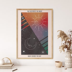 Psychedelic Wall Art, Meditation Art Print, Gradient Art Poster, Spiritual Wall Decor, Rainbow Print, Sun and Moon Art, Cosmic Wall Hanging